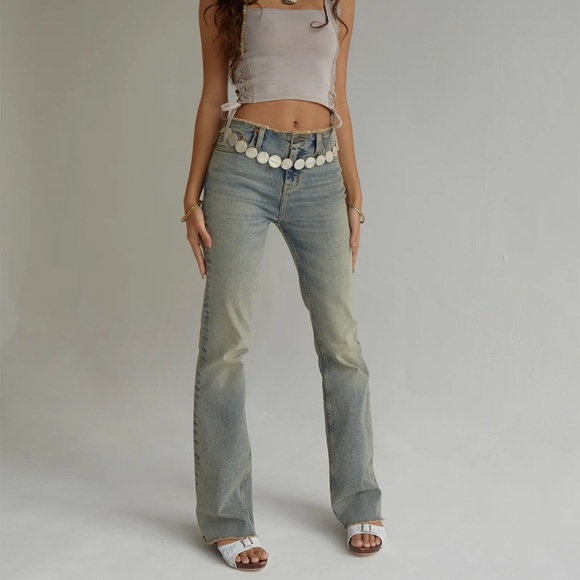 Motel Rocks Frayed Low Rise Jeans - Picture 2 of 2